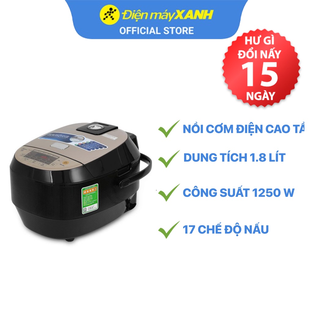 Nồi cơm điện cao tần Midea MB-HS5007 1.8 lít 1250 W Giữ ấm từ 12 - 24 giờ - Chính hãng BH 12 tháng