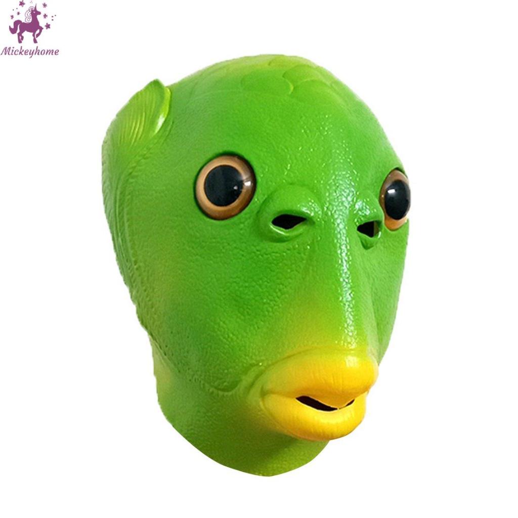 🐸Trang phục cosplay hài hước Unisex Phụ nữ trưởng thành Nam giới tiệc tùng mặt nạ đầu cá màu xanh lá cây