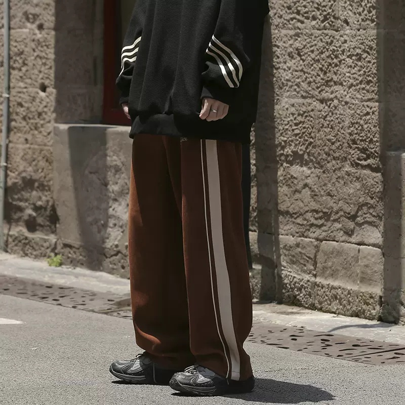 Quần thể thao SUXI ống rộng màu sắc tương phản phong cách Hàn Quốc thời trang dành cho nữ