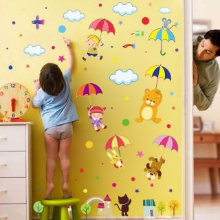 Decal dán tường thú nhảy dù
