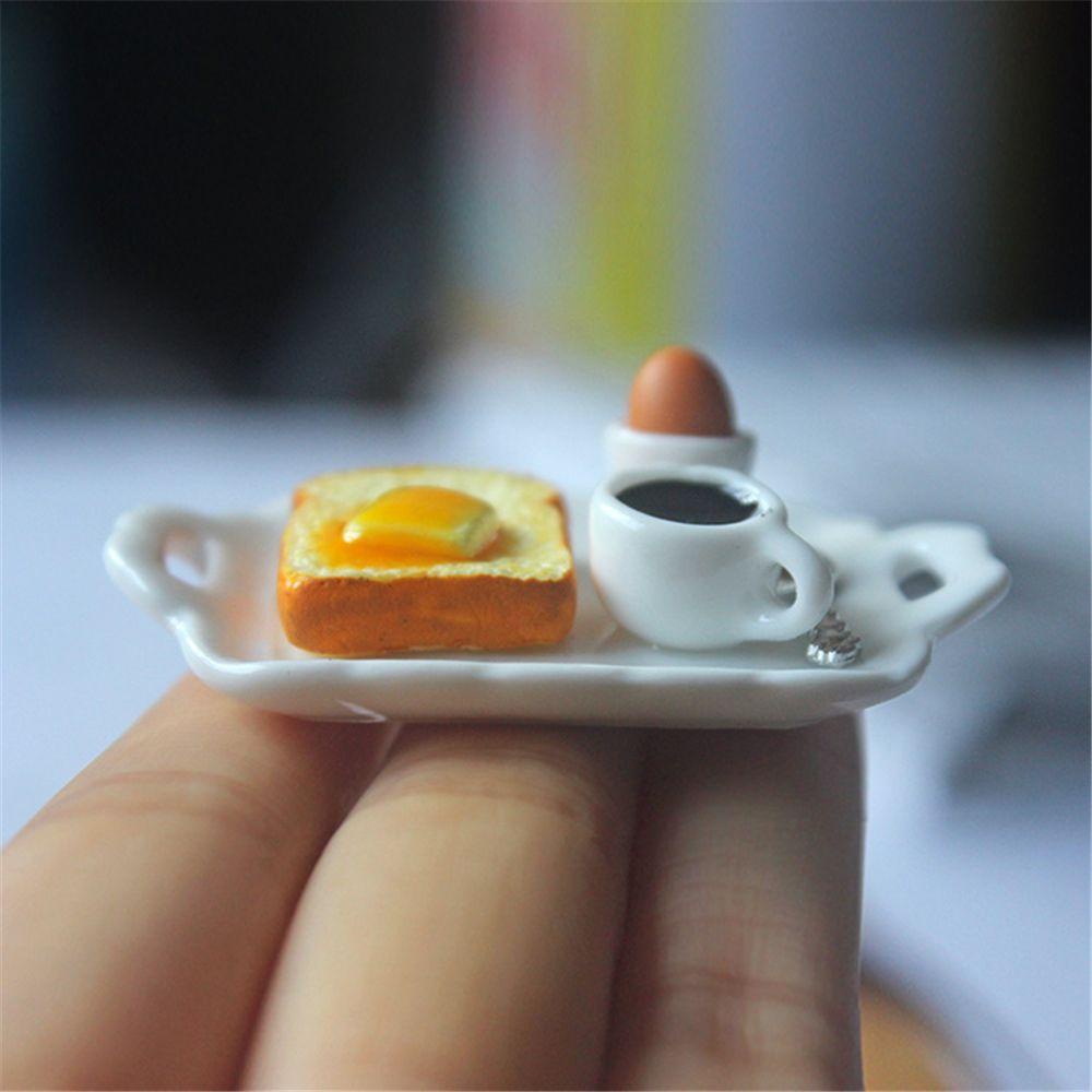Xiantin Bộ Đồ Chơi Mô Hình Quán Cà Phê Bánh Mì Trứng Mini Có Khay Đựng Thức Ăn Trang Trí Nhà Bú