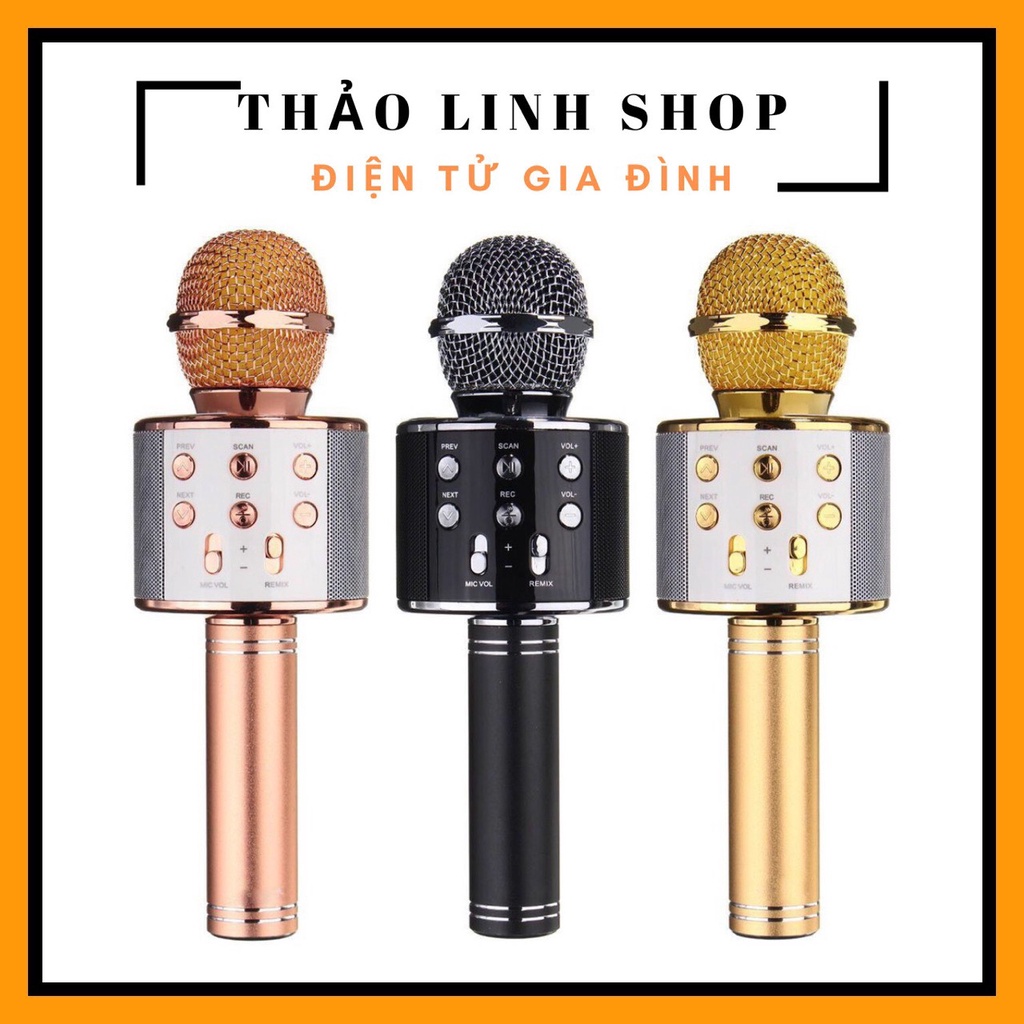 Mic hát karaoke bluetooth Ws858 kèm loa âm thanh trầm ấm hát hay