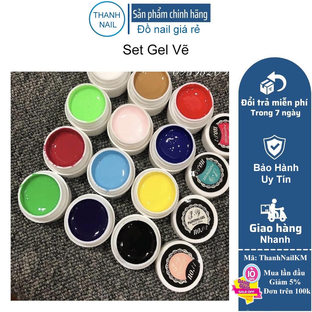 Set gel vẽ 12 màu siêu đặc Vendeeni 10g