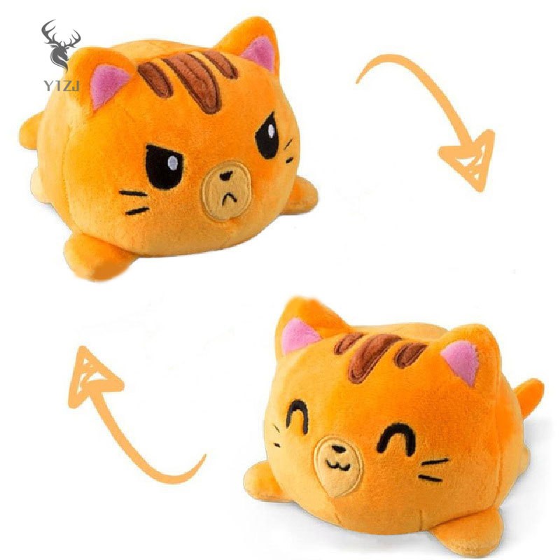 COD&amp; Reversible Cat Plush Toy Cute Soft Cat Toy for Home Decor Kids Girls Durable &amp;VN