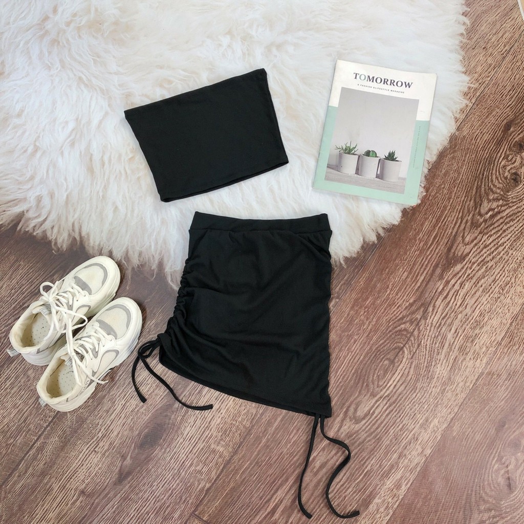 Chân váy thun borip ôm body dây rút 2 bên phong cách nữ | BigBuy360 - bigbuy360.vn