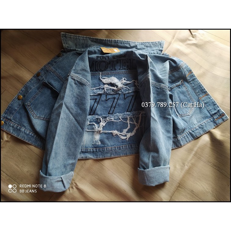 Aó khoác jean nữ xám xanh như hình form dưới 58Kg Motel777 BB30