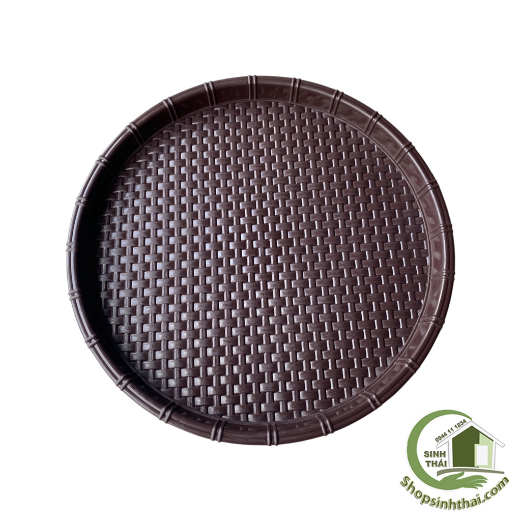 Mẹt nhựa giả mây đựng bún đậu size đại 52cm - Khay nhựa tròn màu nâu đậm