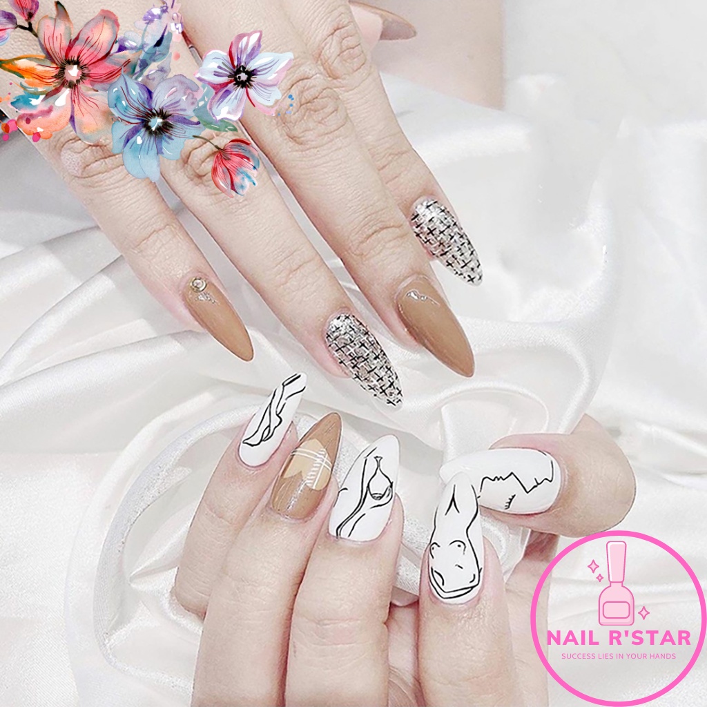 Cọ nét cán đá cao cấp 3 sizes  - Cọ vẽ nail chuyên dụng  NAIL R’STAR