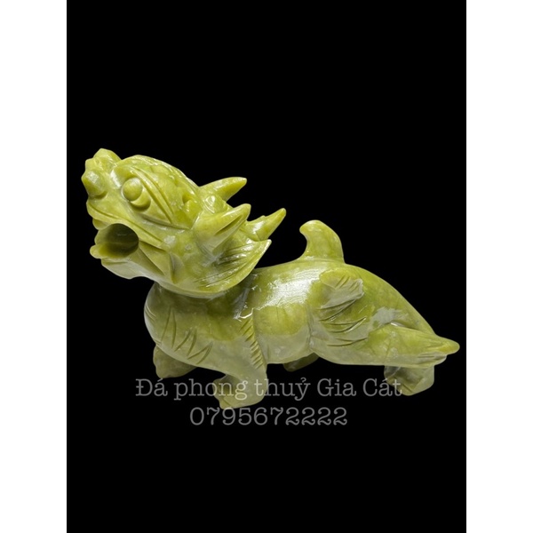 Cặp tỳ hưu đá xanh ngọc serpentine 20cm có kiểm định