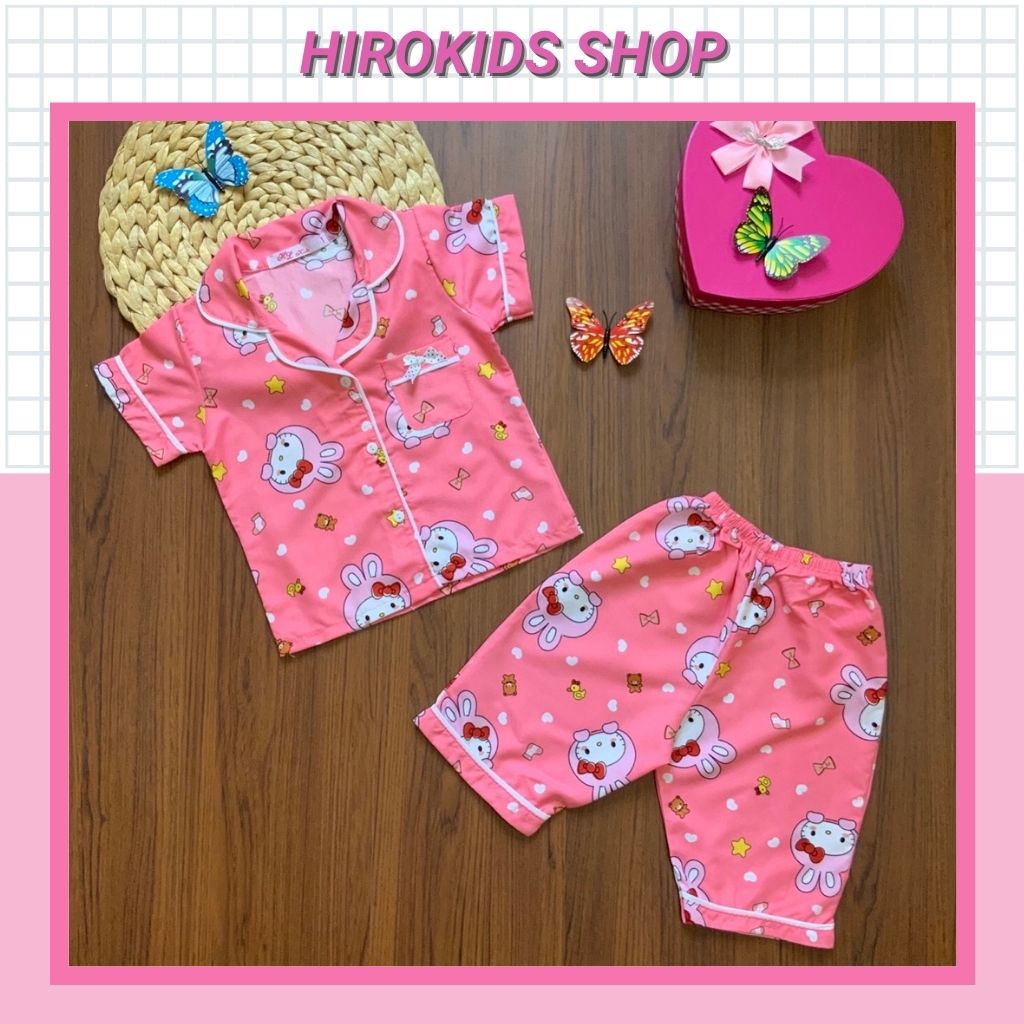Bộ Pijama Kate Thái tay ngắn quần lửng cho bé gái (12~28kg) - Hirokids