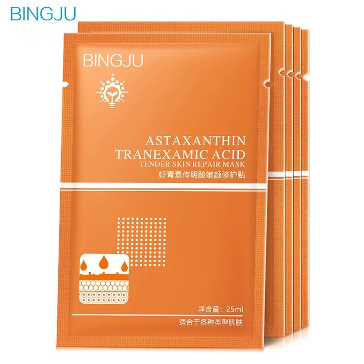 BINGJU – Mặt nạ chống lão hóa dưỡng ẩm Astaxanthin Tranexamic Acid Tender Skin Repair Mask BIJU07