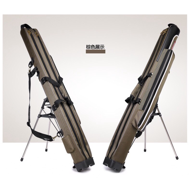 Bao đựng cần 1m25  2 ngăn, có chân chống, bao đựng cần câu đài
