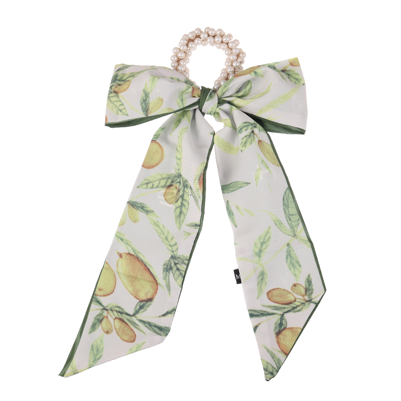 Dây Cột Tóc Ruy Băng Đính Ngọc Trai Hình Trái Cây Phong Cách Hàn Quốc Cho Nữ