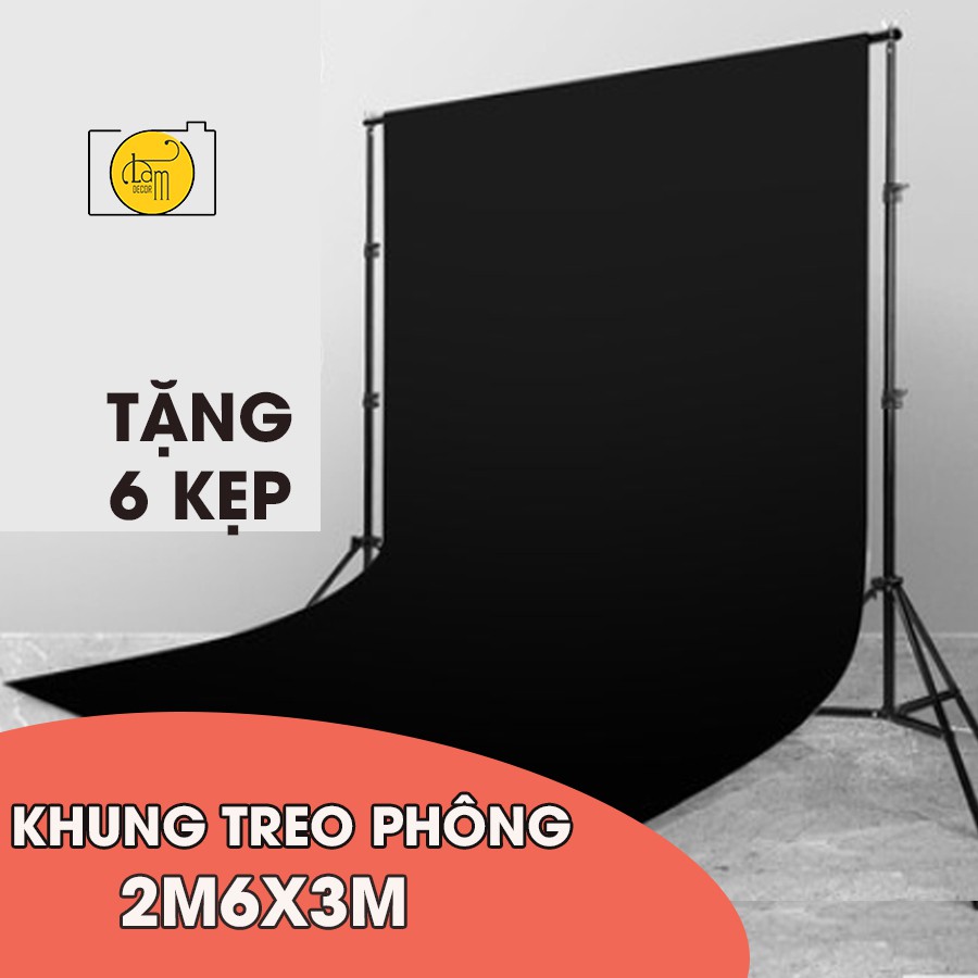 Bộ khung treo phông nền chụp ảnh 2M6X3M di động hình chữ U để livestream, chụp lookbook cao 2m