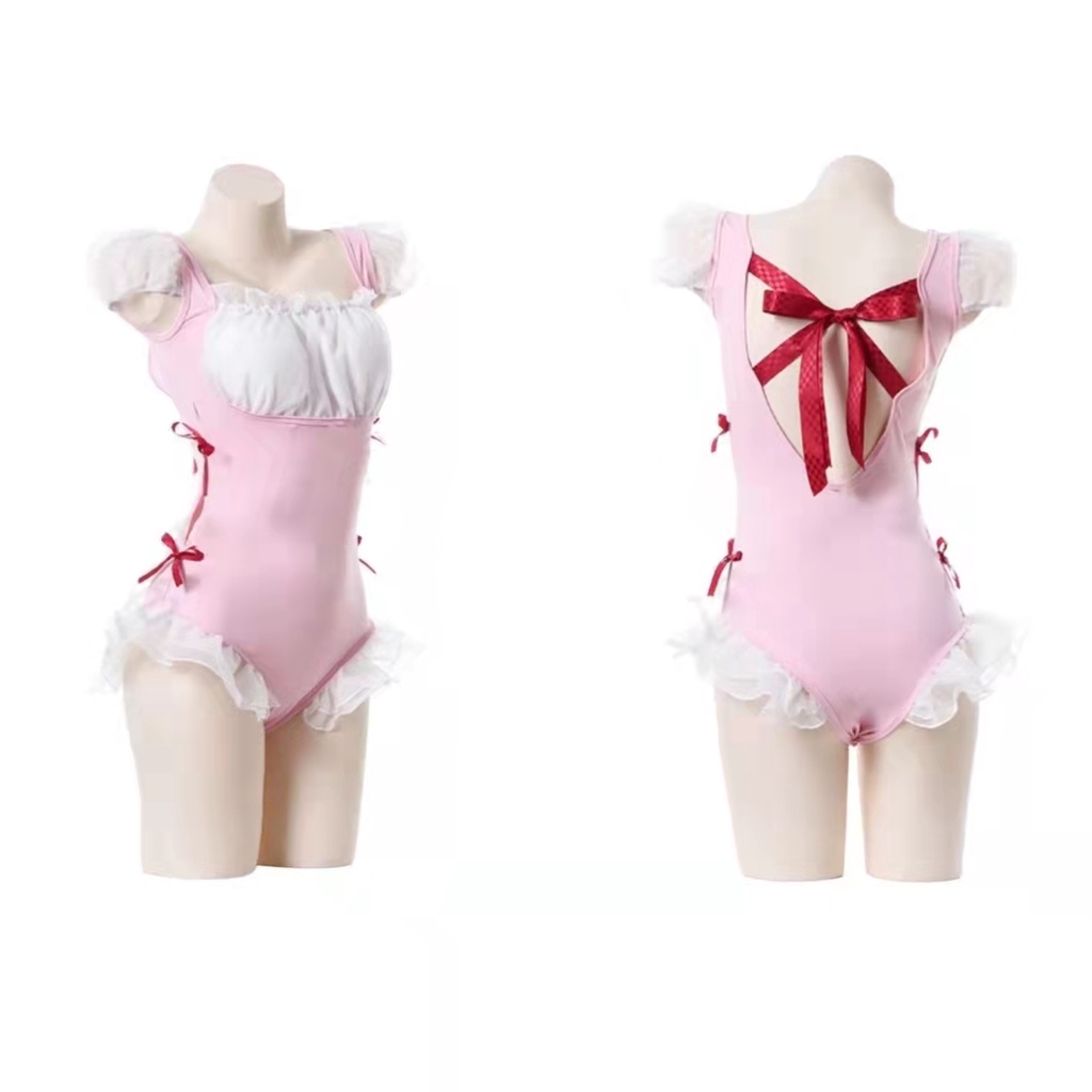 （Q1,HCM）Đồ ngủ sexy nữFreeship Cosplay Bodysuit ren nơ ngực xẻ đáy quyến rũ 40-60kg---027