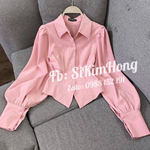 Áo sơ mi croptop tay phồng sang trọng M52( Ảnh shop chụp thật 100%) | BigBuy360 - bigbuy360.vn