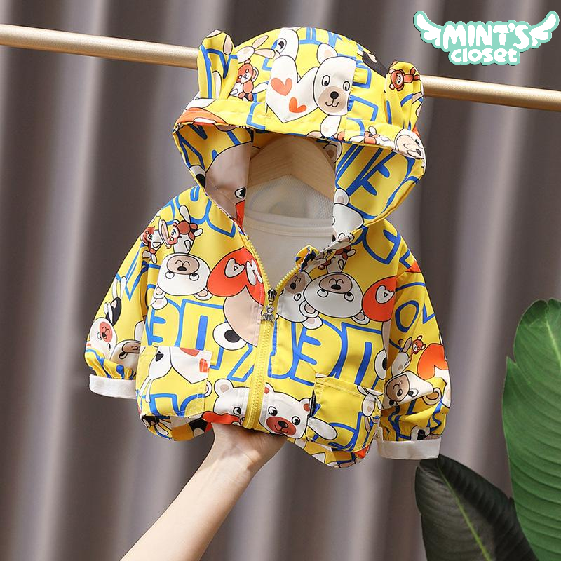 Áo khoác bé trai có nón họa tiết gấu 1 2 3 4 tuổi MINTSCLOSET Mint's Closet - AK8516 - AK8517
