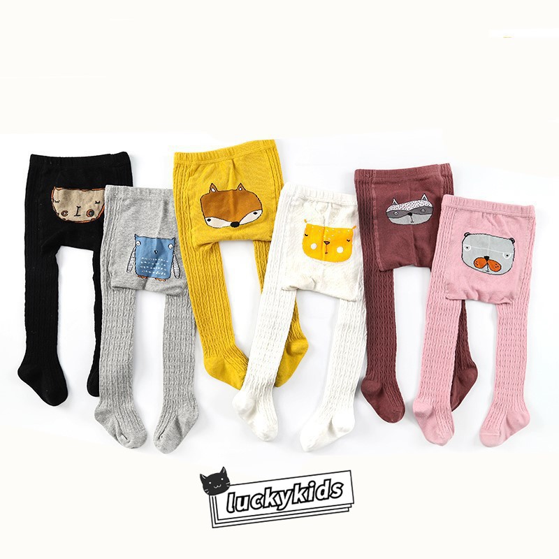 Quần Legging Cotton Thêu Hình Động Vật Hoạt Hình Dễ Thương Cho Bé