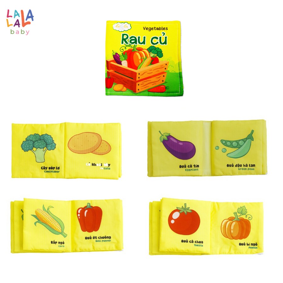 Bộ 8 cuốn sách vải Lalala Baby kích thích đa giác quan: My very first book, kích thước 15x15cm 12 trang bé 0 - 4 tuổi