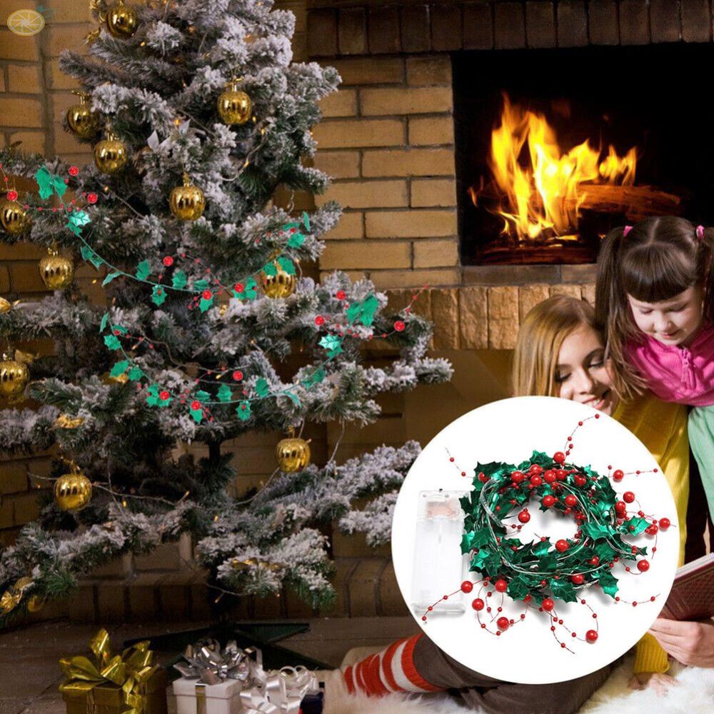 【VARSTR】Artificial Berry Vine With Light Wreath Xmas 2023 Christmas Door New Year