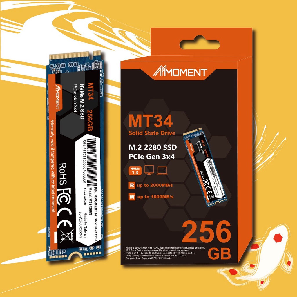 Ổ cứng SSD M.2 PCIe NVme MOMENT 256GB/ 512GB