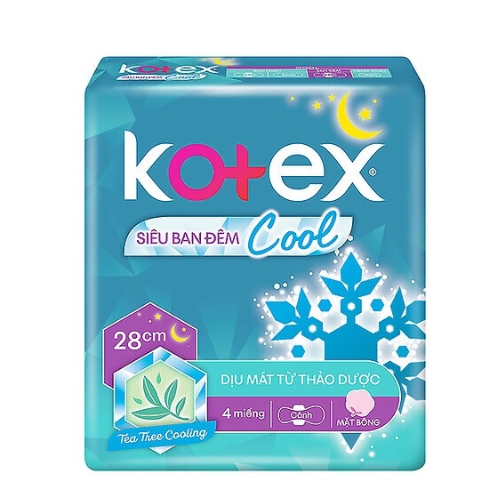 Băng Vệ Sinh Kotex Siêu Ban Đêm Thảo Dược Cool 28cm 4 Miếng