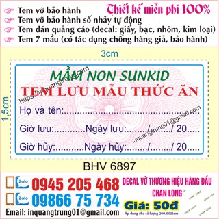 Tem lưu mẫu thức ăn