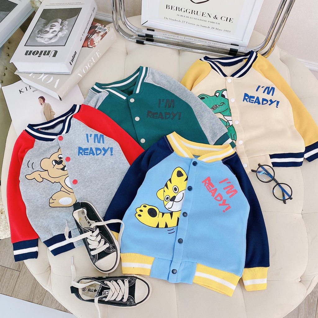 Áo bomber bé trai gái cực chất thu đông họa tiết siêu cute 10-23kg