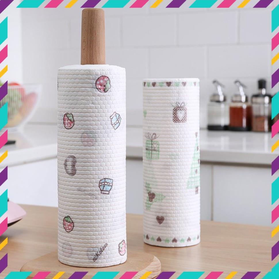 Cuộn Giấy - Khăn Lau Chén Bát Đĩa Nhà Bếp Đa Năng - IN HÌNH CUTE - Siêu Dai Có Thể Giặt Lại Tái Sử Dụng