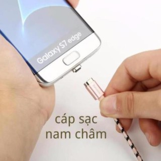 Cáp sạc từ hút nam châm đầu iphone- micro usb - type c - dây dù - xoay 360 độ có led