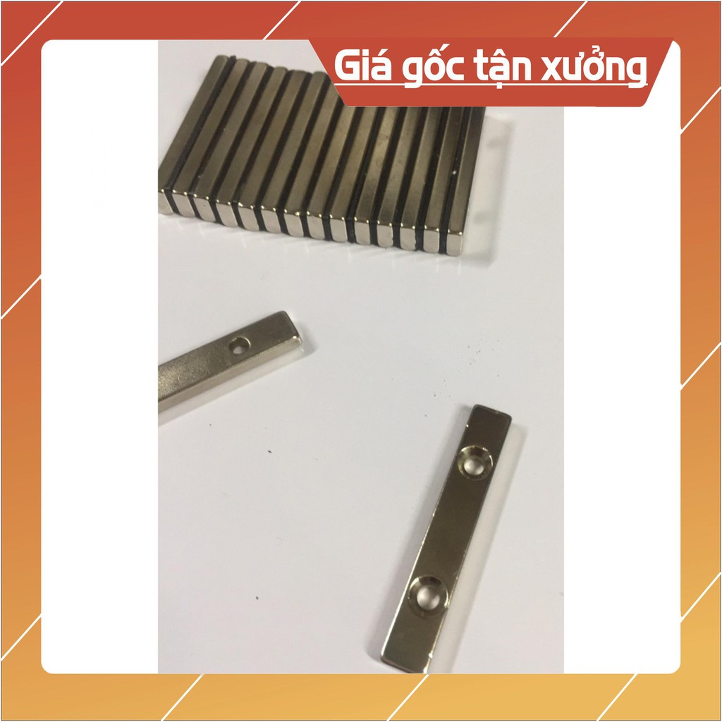 [Xả Kho] NAM CHÂM VIÊN ĐẤT HIẾM 100X10X5mm có 2 lỗ, loại nam châm có lỗ bắt vít lực hút siêu mạnh