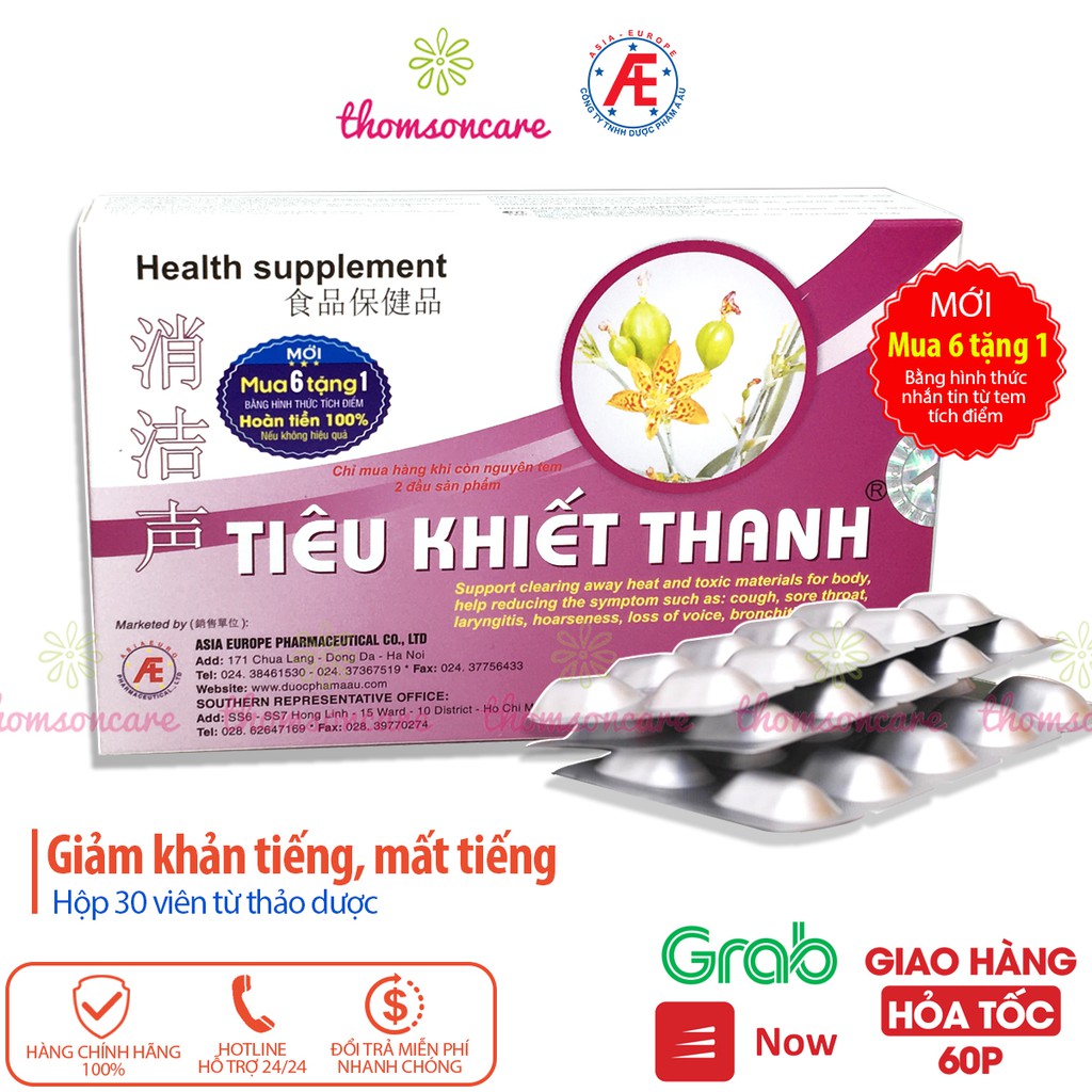 Tiêu khiết thanh - Mua 6 tặng 1 bằng tem tích điểm - Cho giọng nói trong trẻo, giảm khản tiếng, mất giọng