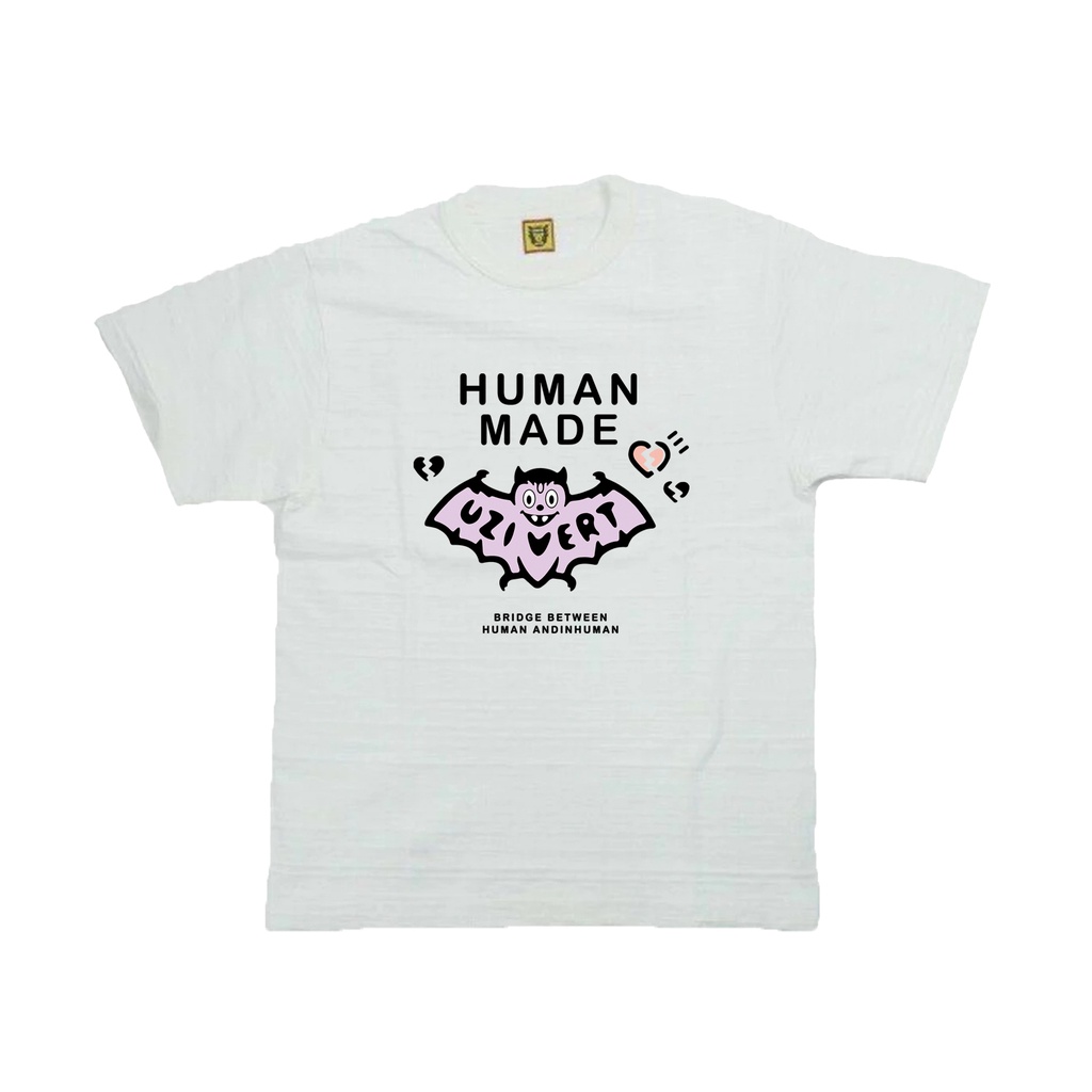 Human Made x UZIVERT joint cartoon bat letter printing tide brand casual couple short-sleeved T-shirt