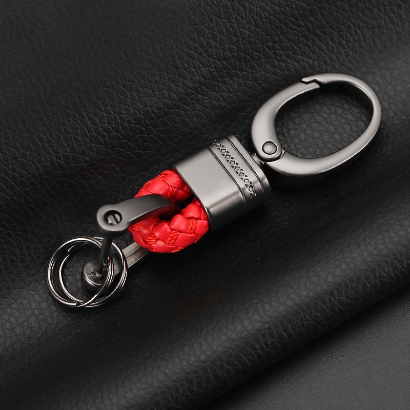 Móc Chìa Khóa Dây Da Bện Phong Cách Vintage Độc Đáo