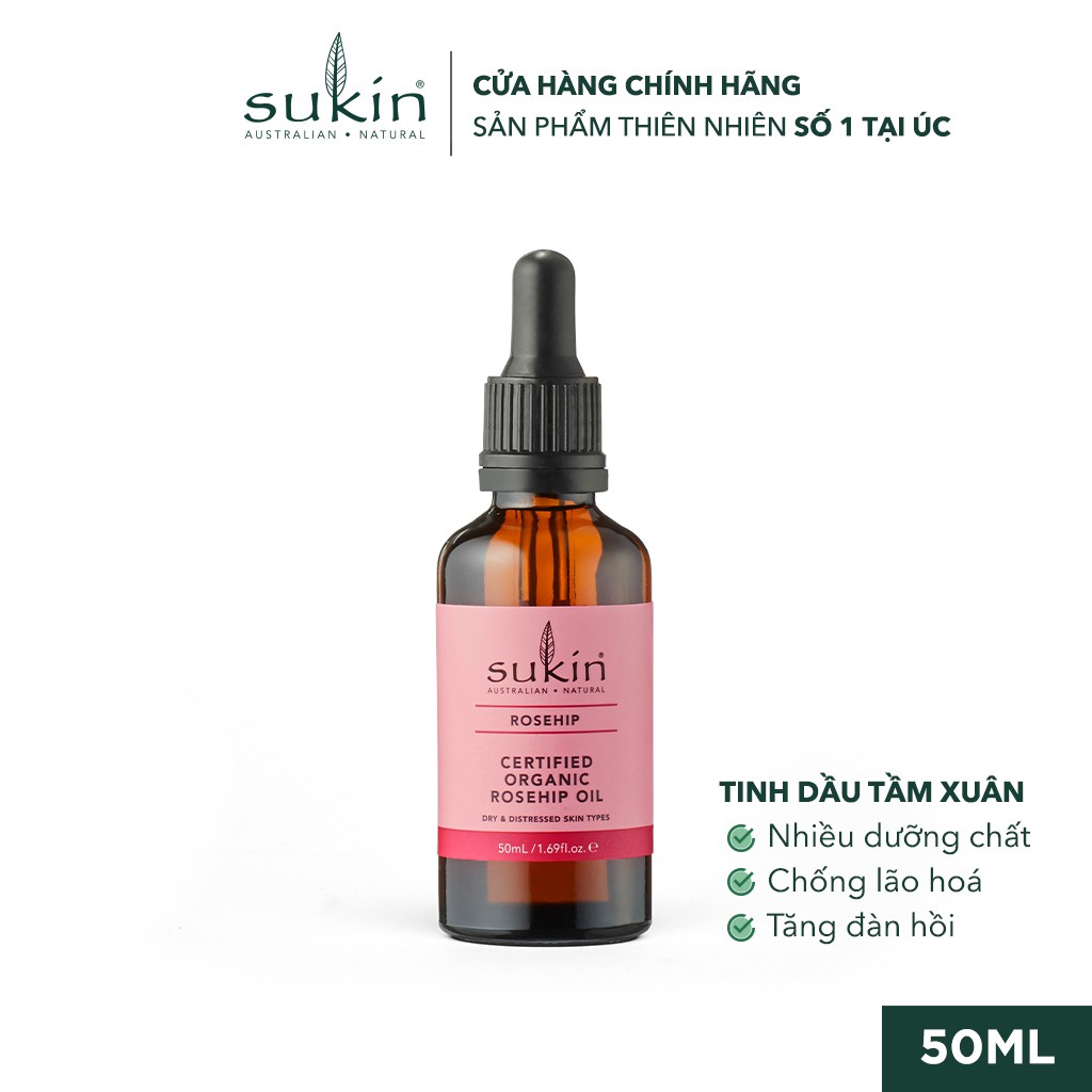 Tinh Dầu Tầm Xuân Sukin Rosehip Certified Organic Rosehip Oil 50ml