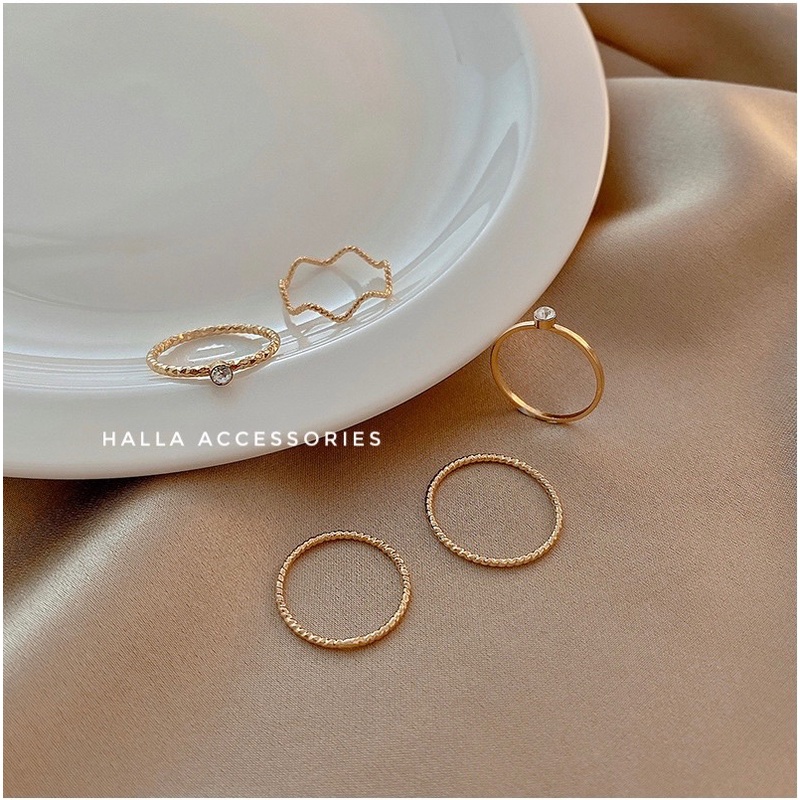 Nhẫn Nữ màu Gold Đính đá sáng đẹp cao cấp HALLA NH109