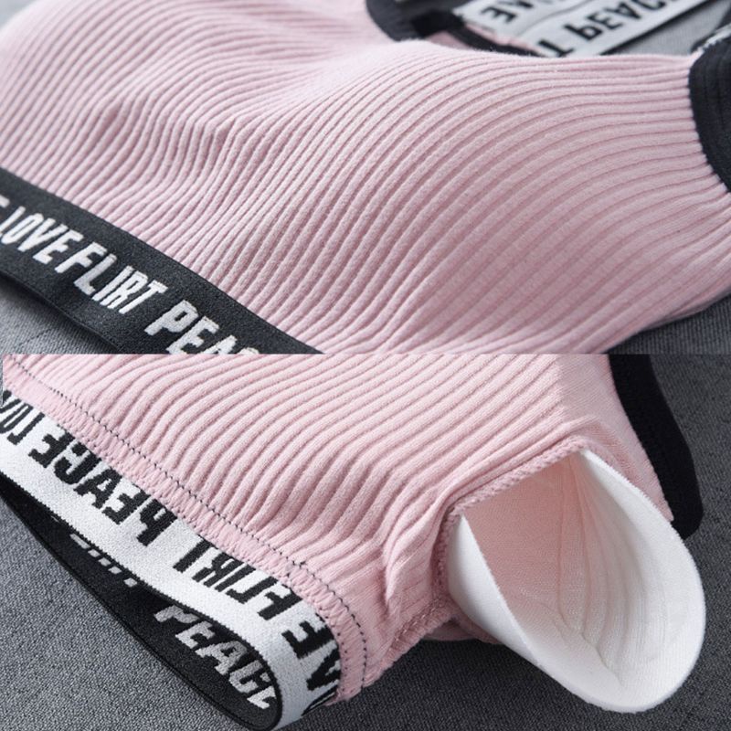 Youyo Áo Ngực Thể Thao Bằng Cotton Dây Đeo Vai In Chữ Dành Cho Nữ Tuổi Teen