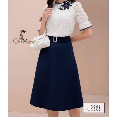 Chân Váy Xòe nhẹ dáng A to cài khuy cách điệu dài 60cm qua gối