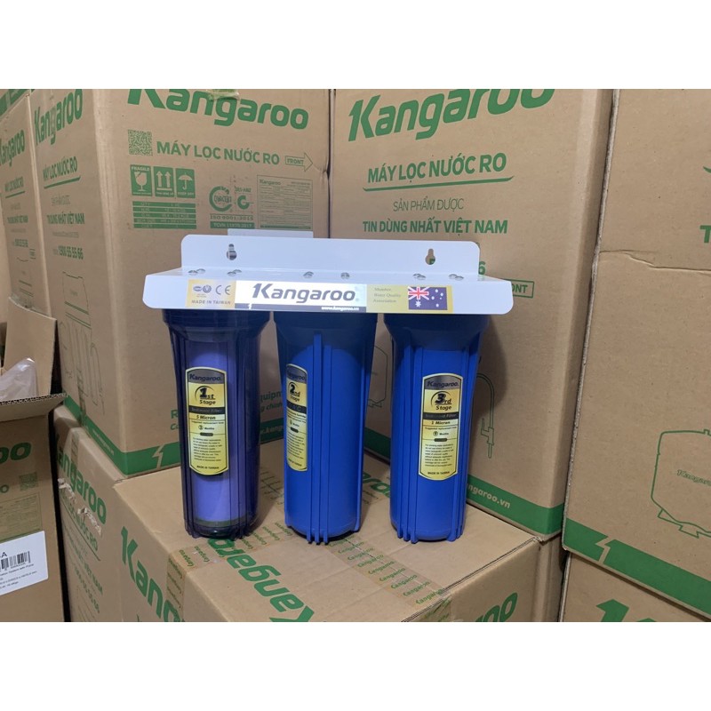 Bộ lọc chặn đầu nguồn 3 cốc máy lọc nước kangaroo bao gồm bộ lõi lọc nước 123