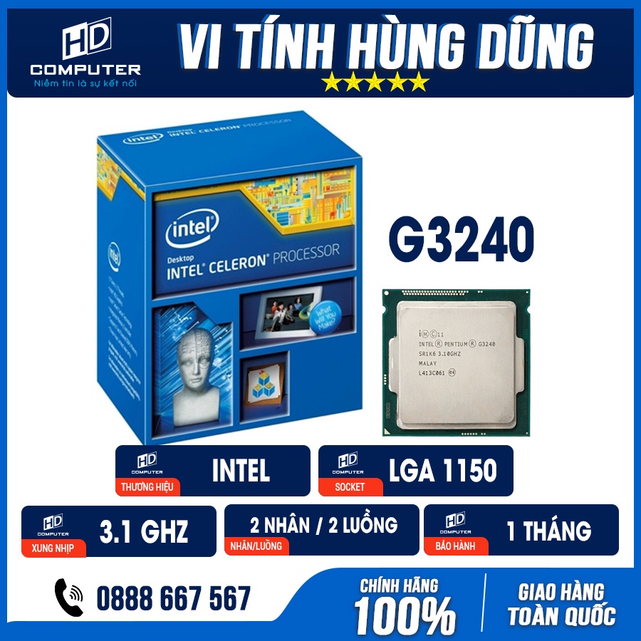 CPU socket 1150, g1840, g3220, g3240, g3250, g3260, g3420, g3440, g3450, g3460 chạy main H81, B85