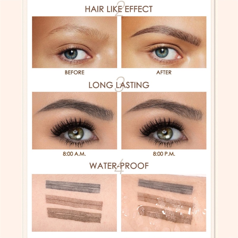 Bút Chì Kẻ Lông Mày Lâu Trôi Tự Nhiên Với Đầu Tích Hợp Đầu Cọ Chải Trang Điểm Tiện Dụng