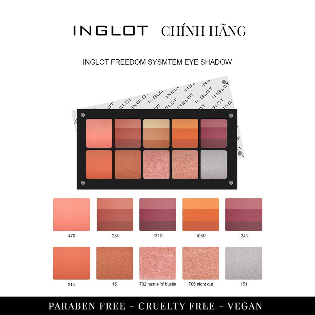 INGLOT - Bộ phấn mắt trang điểm tone màu cam nâu