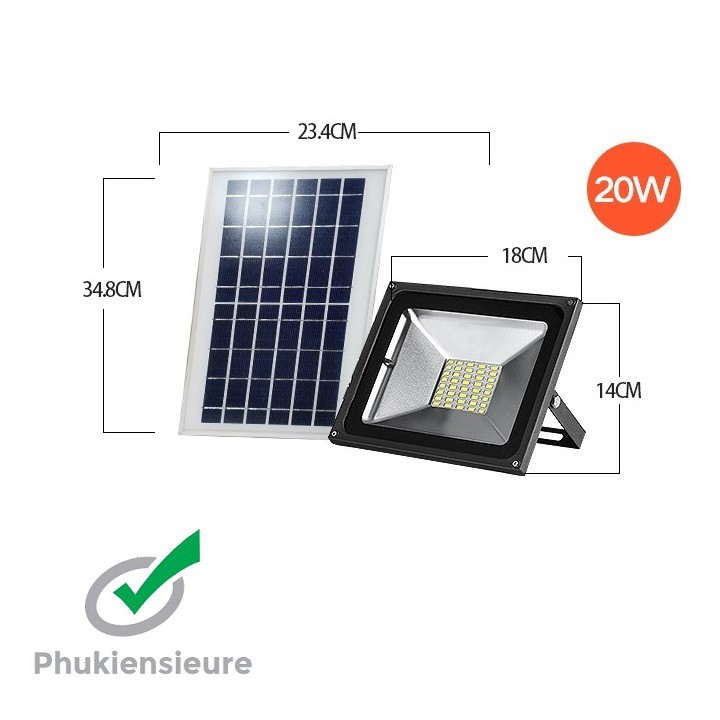 Đèn năng lượng mặt trời led pha công suất 20W - Đèn pha LED 20W