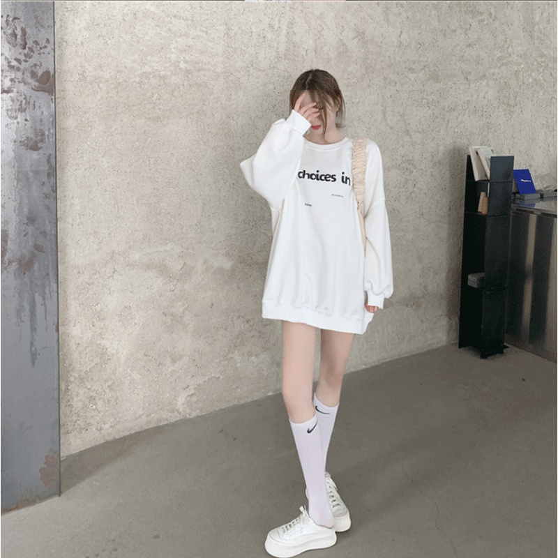 Áo sweater tay dài in chữ thiết kế đơn giản thời trang cho nữ | BigBuy360 - bigbuy360.vn