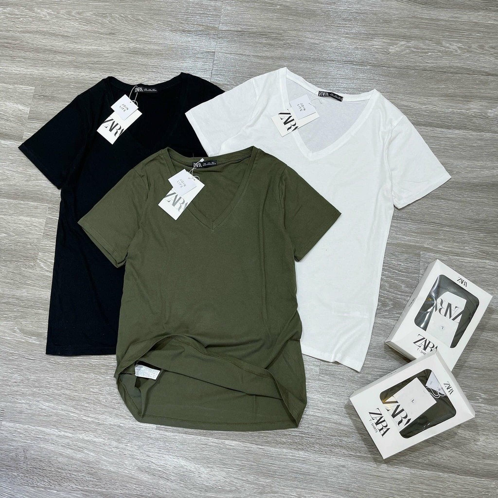 Áo phông  nữ cổ tim ZARA tay ngắn - hàng đẹp | BigBuy360 - bigbuy360.vn