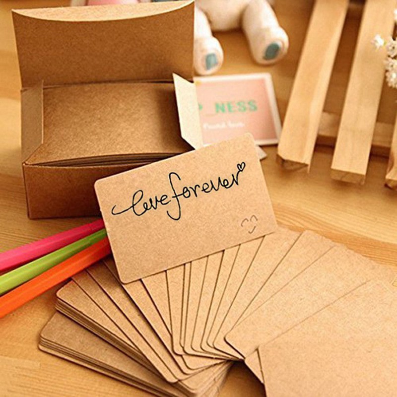 100 Thẻ Giấy Kraft Trơn Trống Dùng Để Làm Quà Tặng DIY