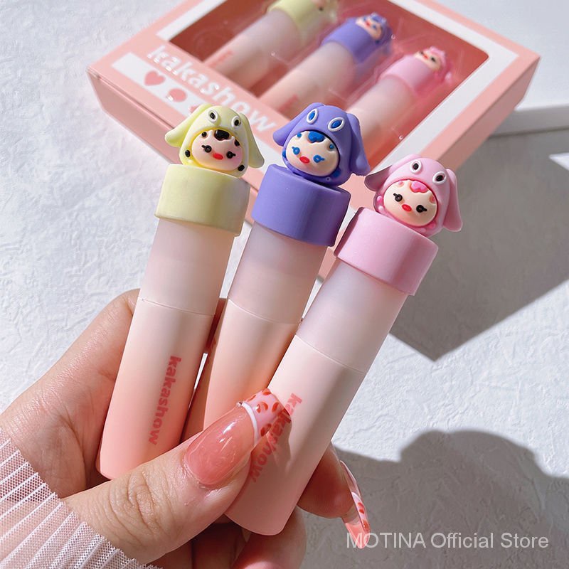 Set 3 son kem lì mịn mượt như nhung không phai màu và không bết dính hoạt hình