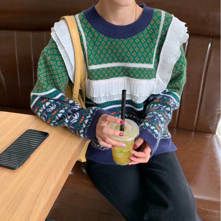 Áo Sweater Dáng Rộng Xinh Xắn Theo Phong Cách Retro Nhật Bản