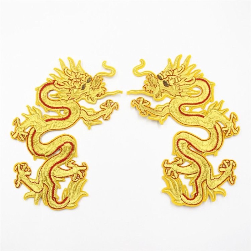 Hình Rồng Thêu , sicker thêu hình rồng vàng 1 con như ảnh siêu đẹp