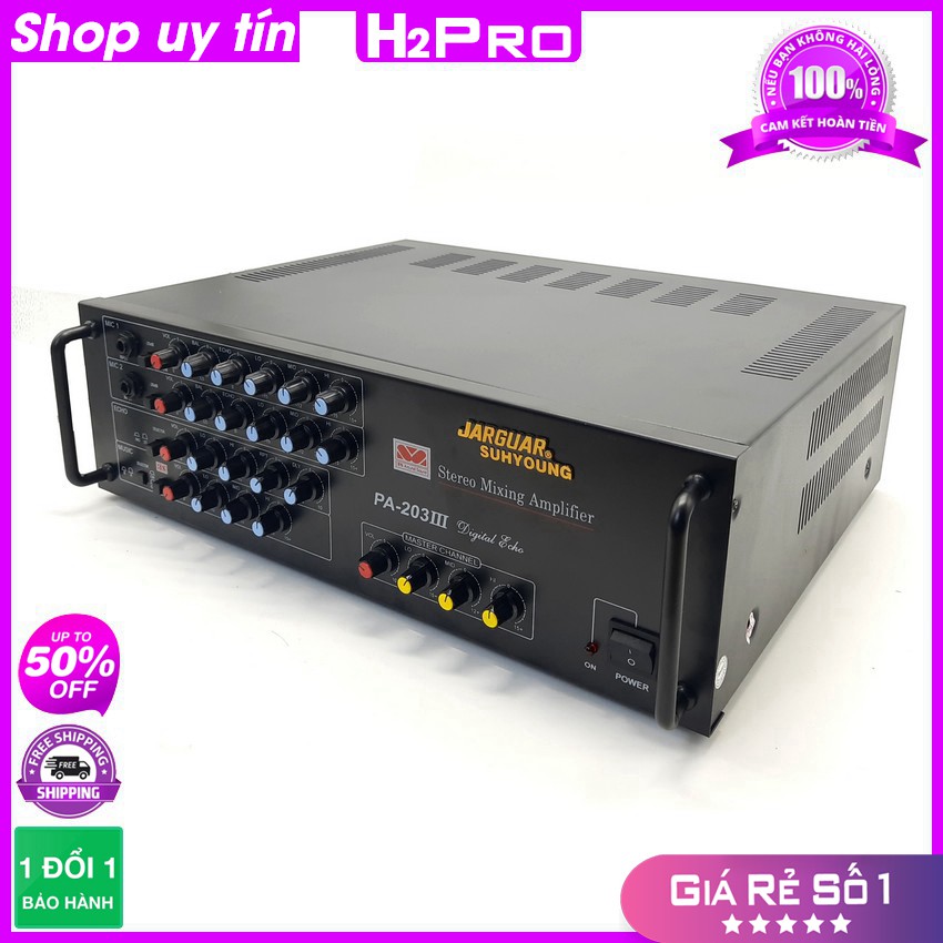 [RẺ VÔ ĐỊCH] Amply Karaoke Jarguar PA-203III 8 sò 480W công suất lớn, amply jarguar liên doanh, bh 12 tháng (tặng 10m dâ